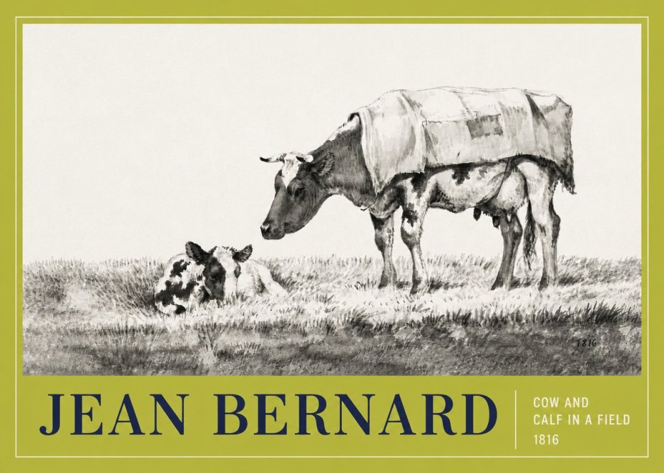 Jean Bernard Cow and Calf in a Field No4 - Poszter