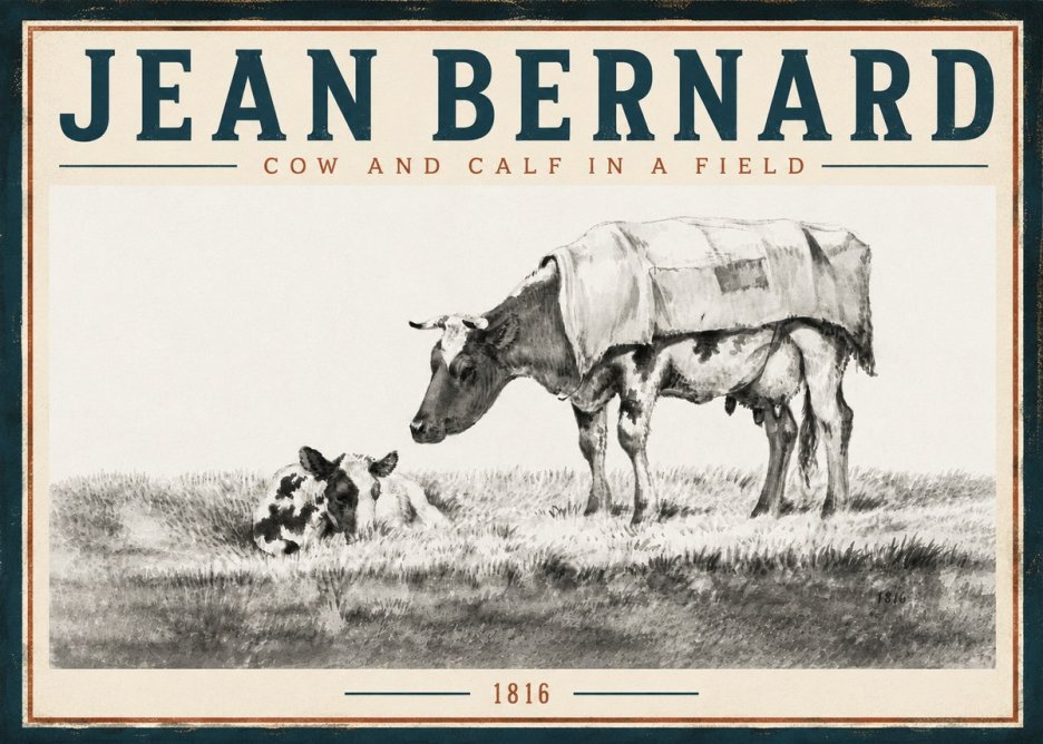 Jean Bernard Cow and Calf in a Field No5 - Poszter