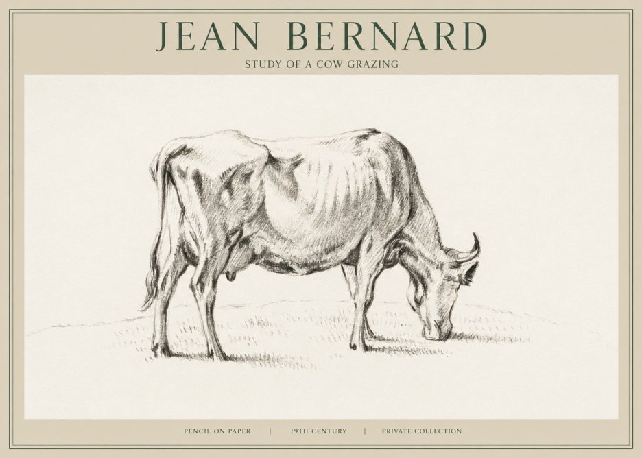 Jean Bernard Study of a Cow Grazing I No1 - Poszter