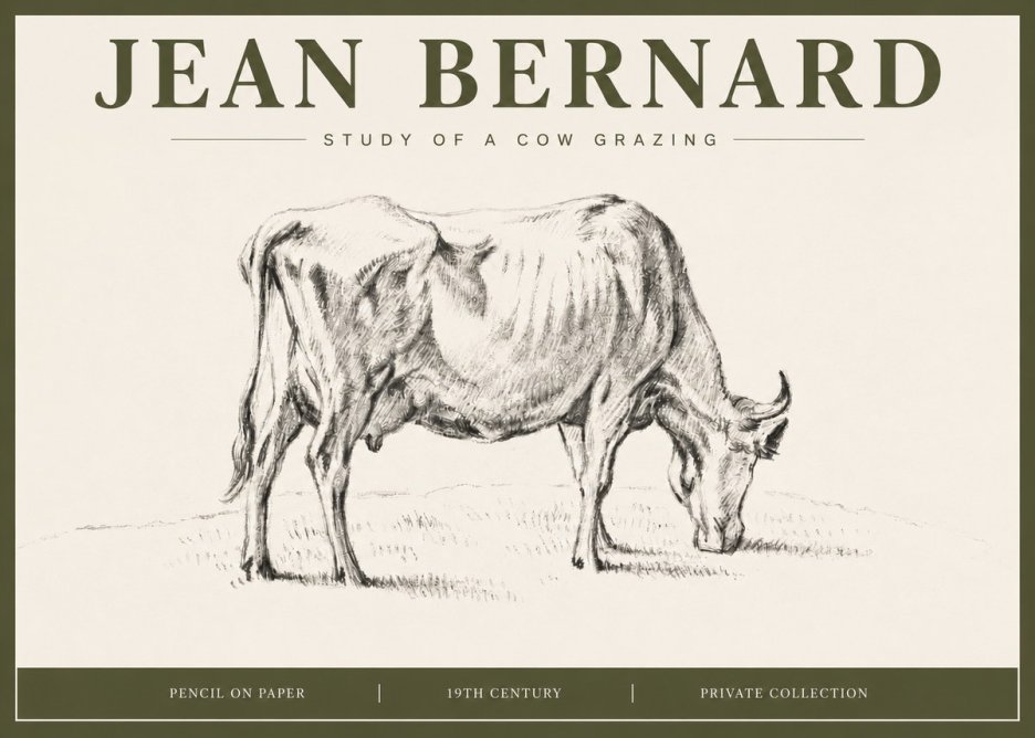 Jean Bernard Study of a Cow Grazing I No4 - Poszter