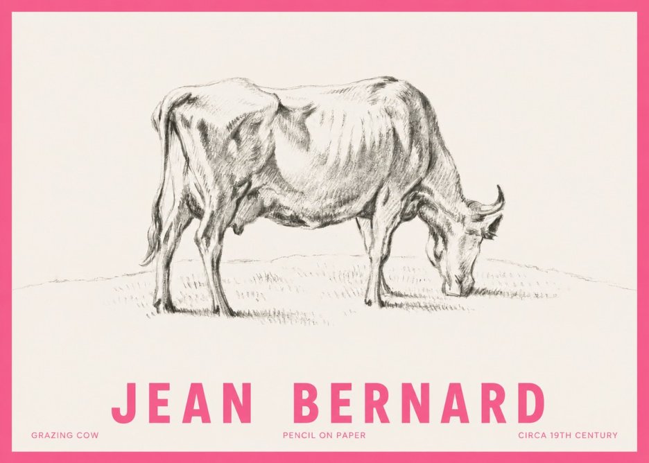 Jean Bernard Study of a Cow Grazing I No6 - Poszter