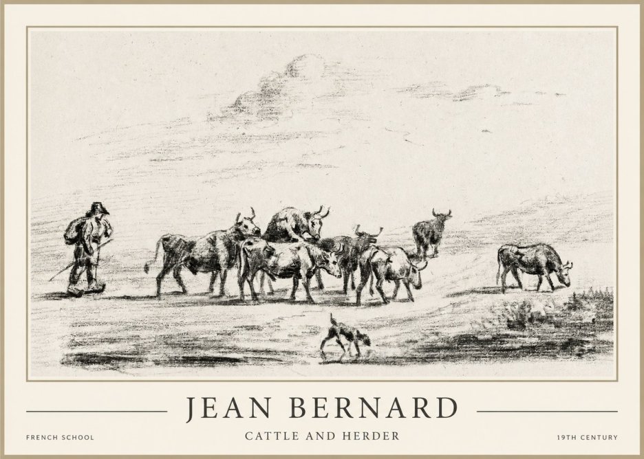 Jean Bernard Cattle and Herder No1 - Poszter