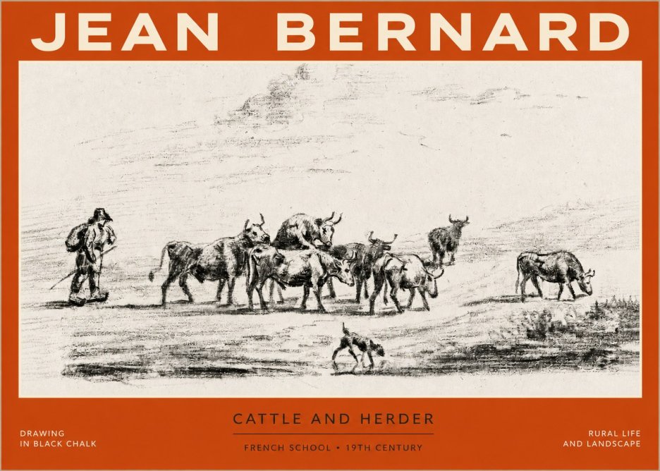 Jean Bernard Cattle and Herder No2 - Poszter