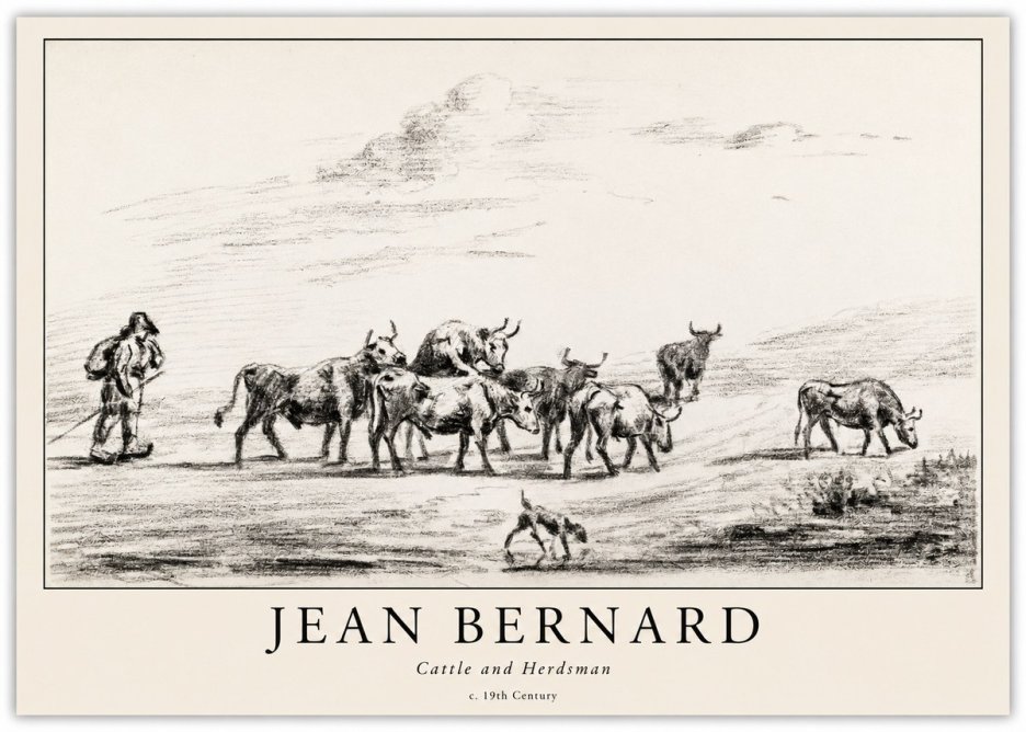 Jean Bernard Cattle and Herder No6 - Poszter