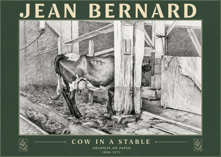 Jean Bernard Cow in a Stable No3 - Poszter