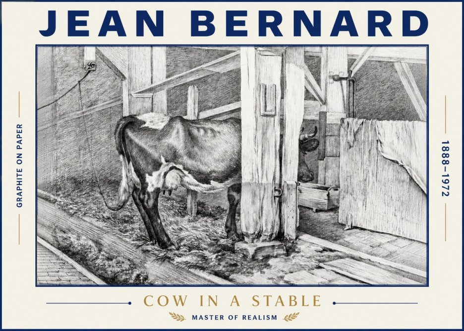 Jean Bernard Cow in a Stable No4 - Poszter