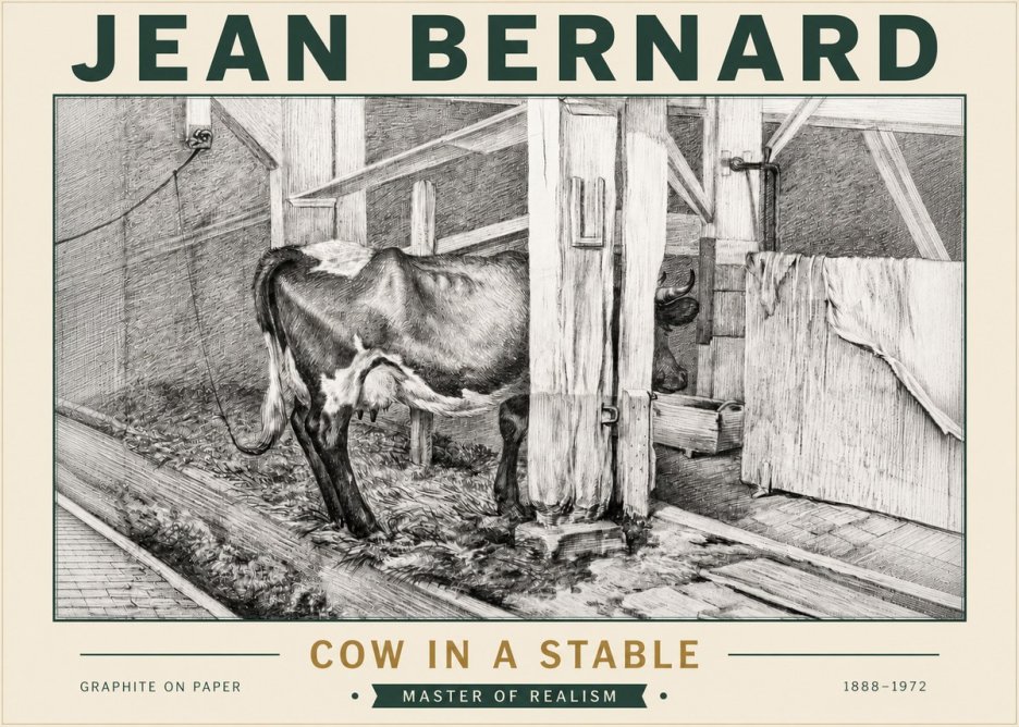 Jean Bernard Cow in a Stable No5 - Poszter
