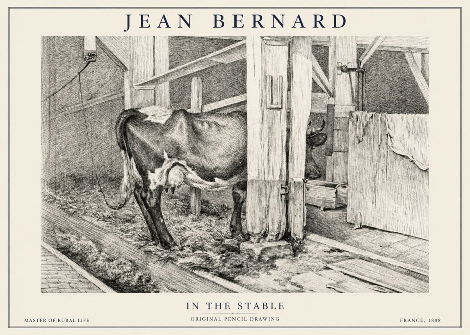 Jean Bernard Cow in a Stable No6 - Poszter