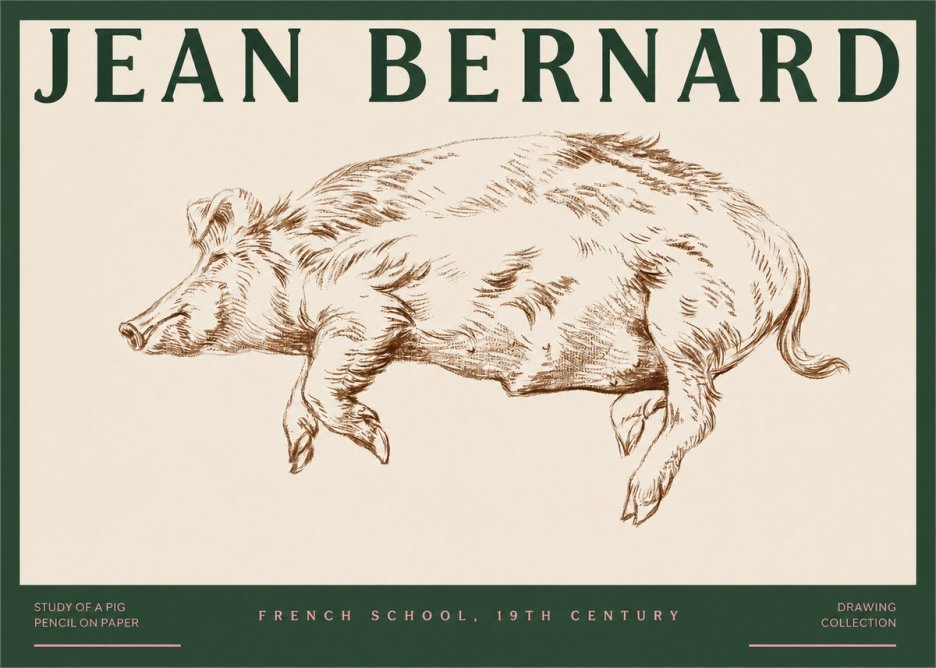 Jean Bernard Study of a Pig II No2 - Poszter