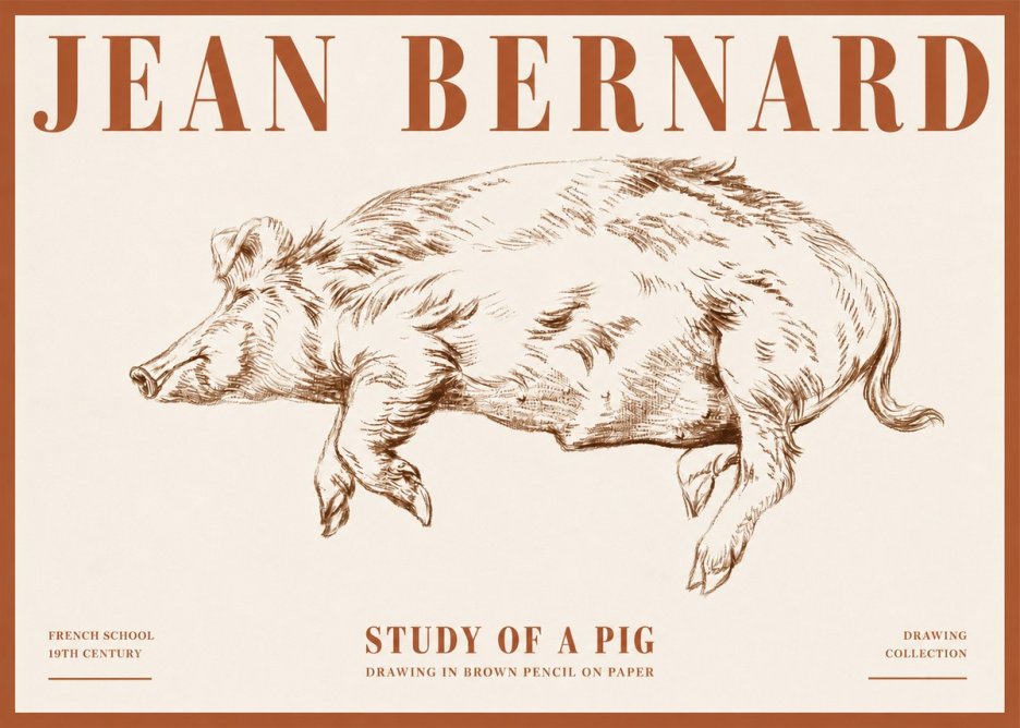 Jean Bernard Study of a Pig II No4 - Poszter