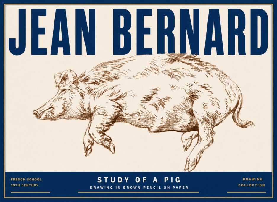 Jean Bernard Study of a Pig II No5 - Poszter
