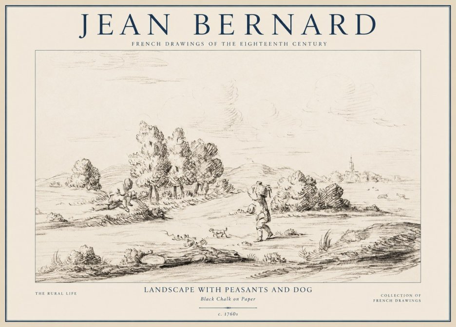 Jean Bernard Landscape with Figures and Distant Village No4 - Poszter