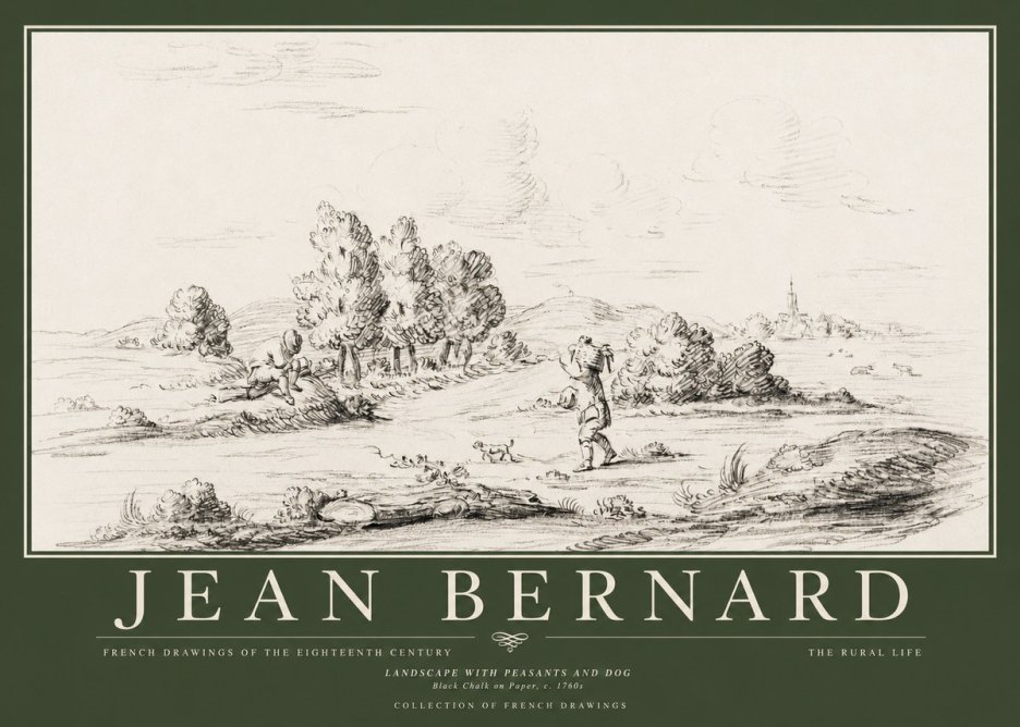 Jean Bernard Landscape with Figures and Distant Village No5 - Poszter