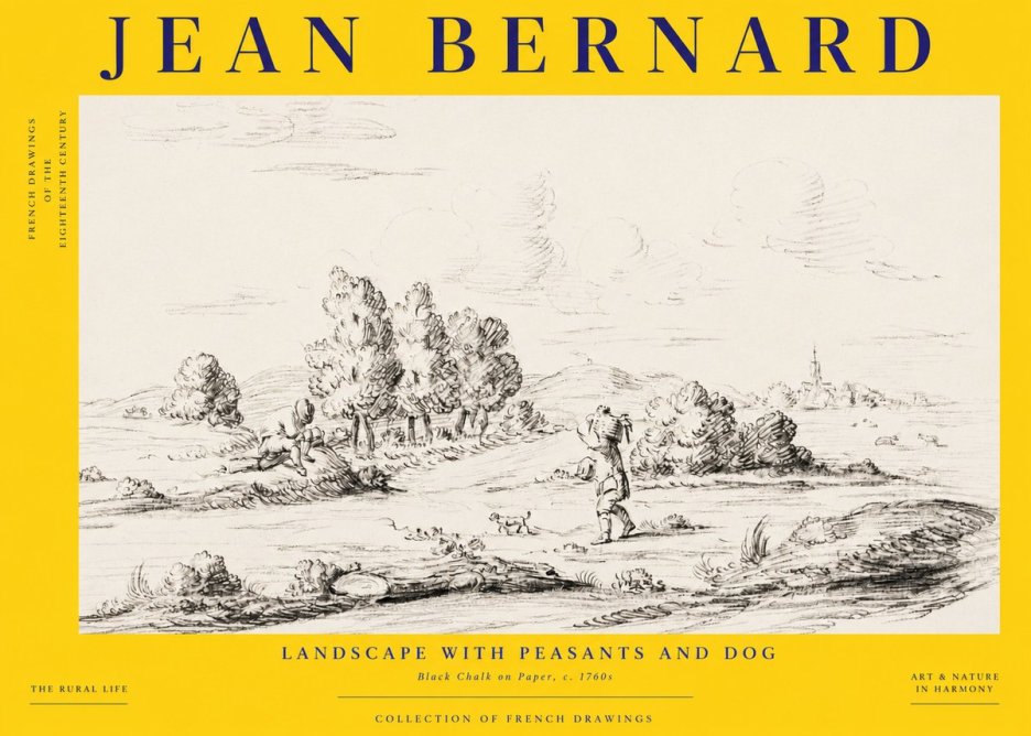 Jean Bernard Landscape with Figures and Distant Village No6 - Poszter
