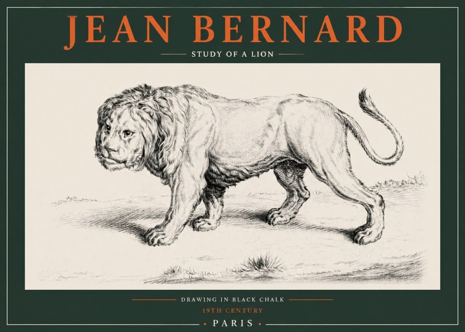 Jean Bernard Study of a Lion II No2 - Poszter