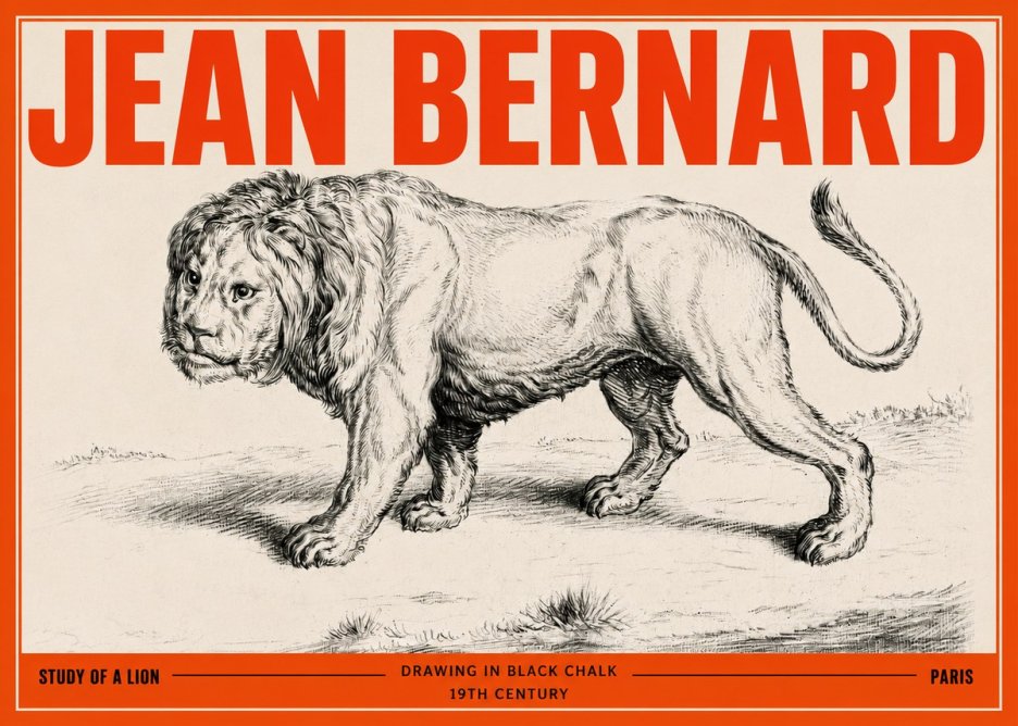 Jean Bernard Study of a Lion II No3 - Poszter