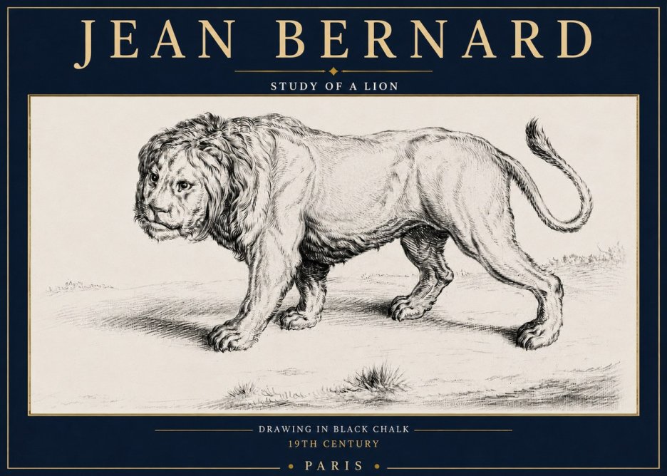 Jean Bernard Study of a Lion II No4 - Poszter