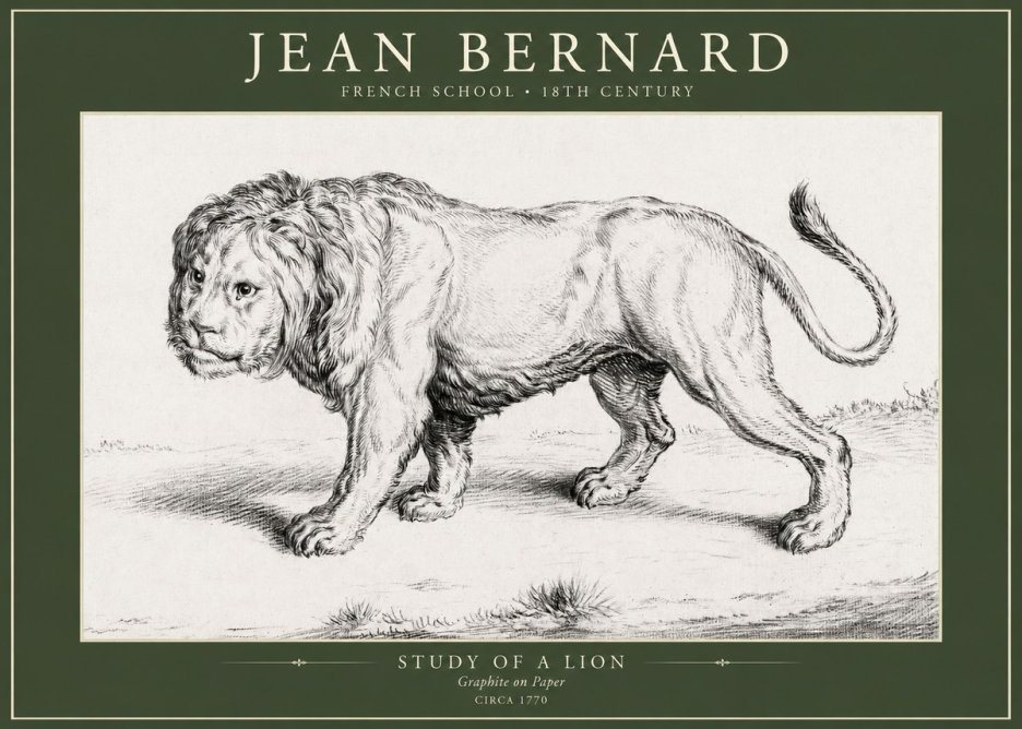 Jean Bernard Study of a Lion II No5 - Poszter