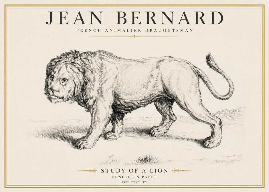 Jean Bernard Study of a Lion II No6 - Poszter