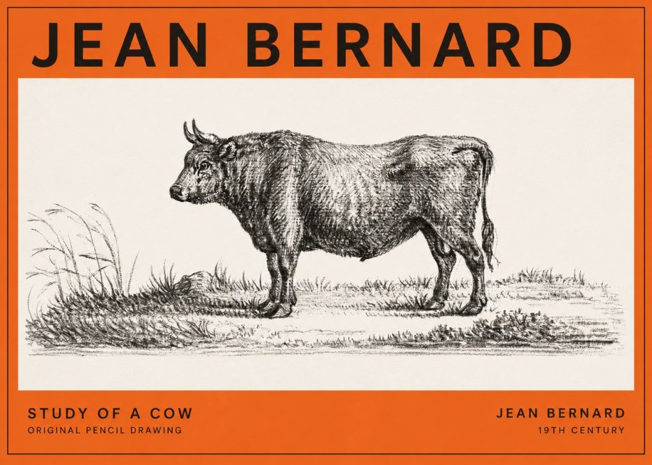 Jean Bernard Study of a Cow XIII No2 - Poszter