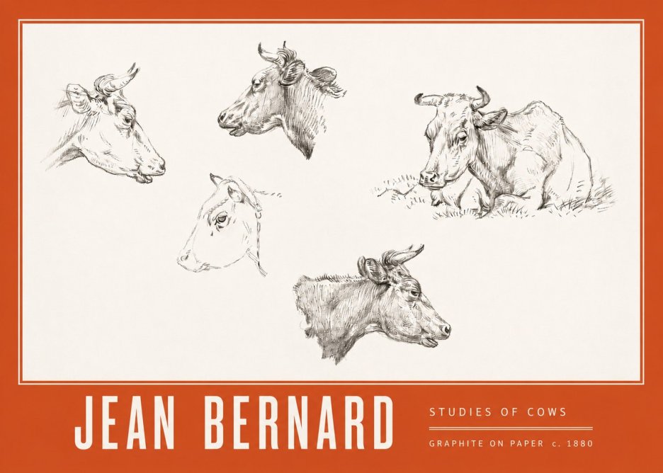 Jean Bernard Studies of Cows I No3 - Poszter