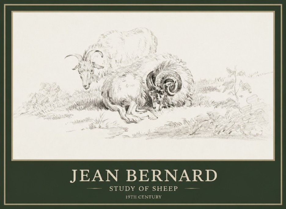 Jean Bernard Study of Sheep No1 - Poszter