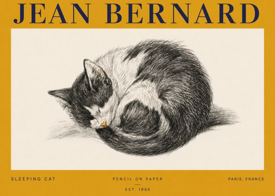 Jean Bernard Sleeping Cat VIII No3 - Poszter