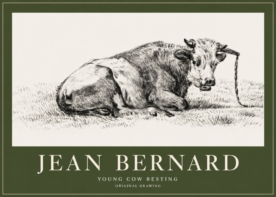 Jean Bernard Young Cow Resting No2 - Poszter