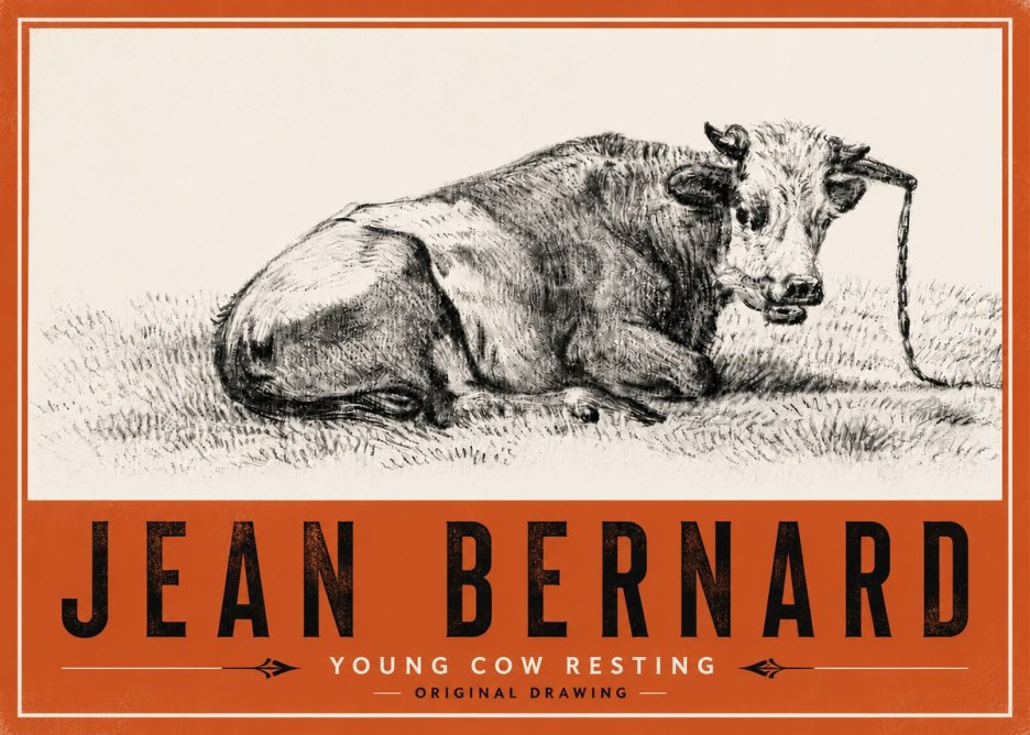 Jean Bernard Young Cow Resting No6 - Poszter