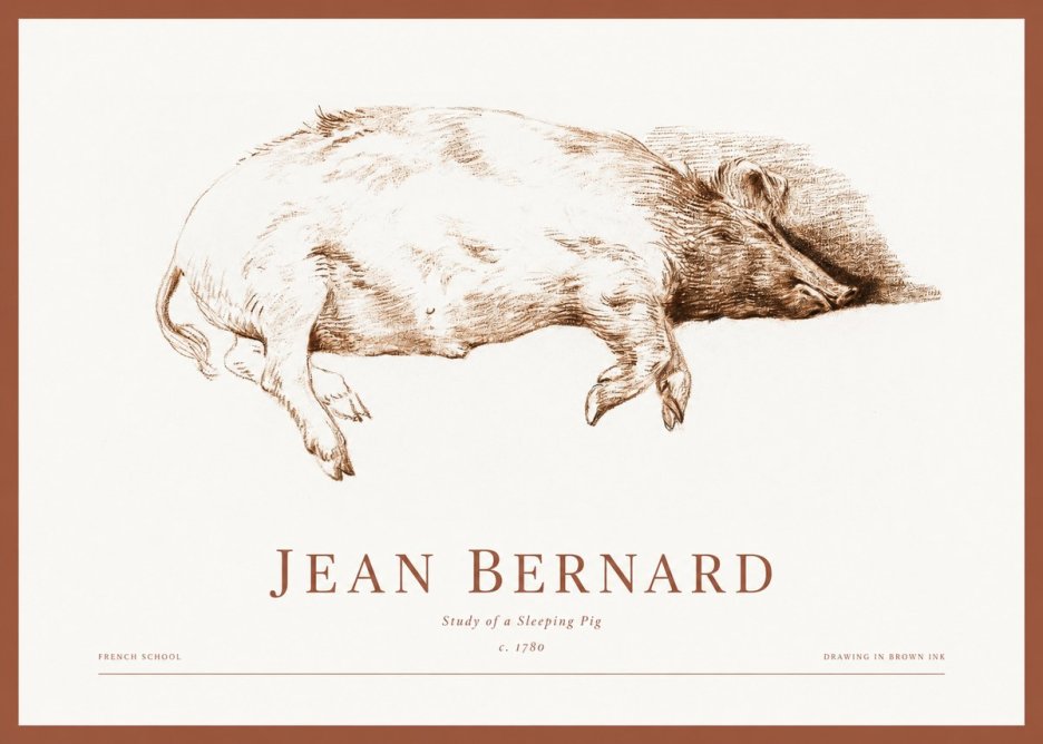 Jean Bernard Study of a Sleeping Pig No1 - Poszter