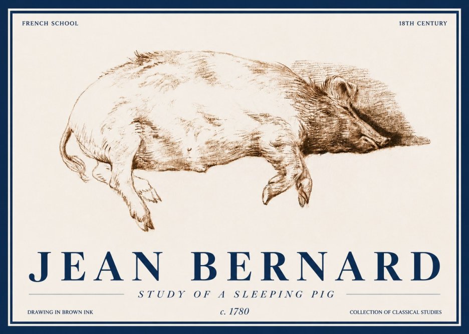 Jean Bernard Study of a Sleeping Pig No4 - Poszter