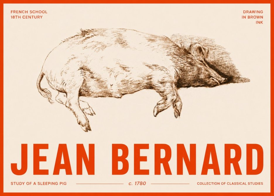 Jean Bernard Study of a Sleeping Pig No5 - Poszter