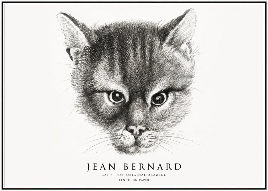 Jean Bernard Cat Study. Original Drawing No1 - Poszter