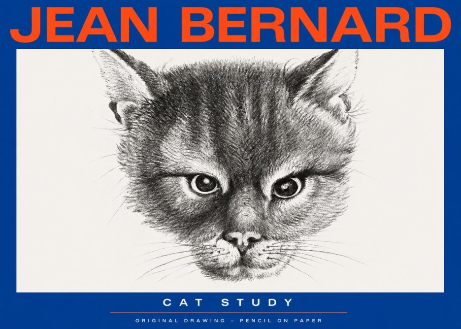 Jean Bernard Cat Study. Original Drawing No2 - Poszter