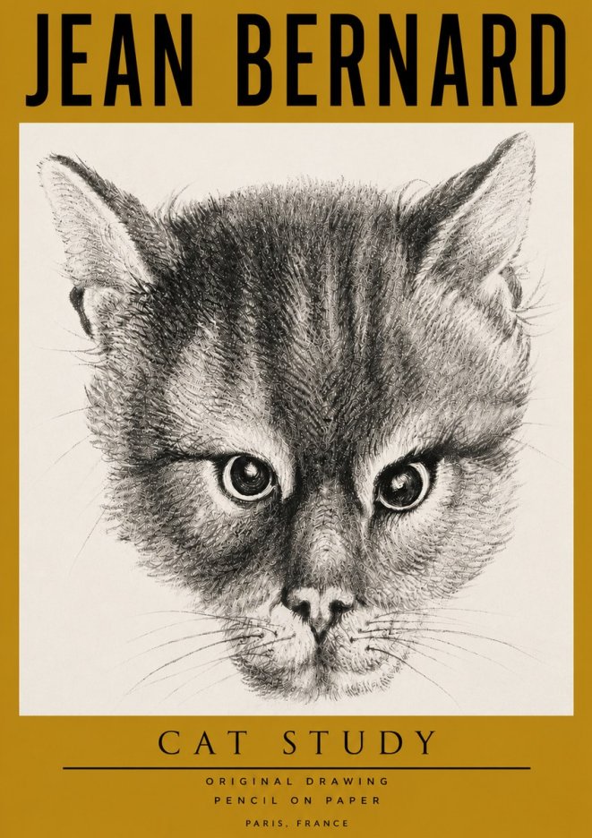 Jean Bernard Cat Study. Original Drawing No4 - Poszter