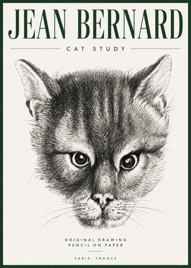 Jean Bernard Cat Study. Original Drawing No5 - Poszter