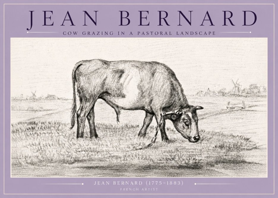 Jean Bernard Cow Grazing in a Pastoral Landscape No4 - Poszter