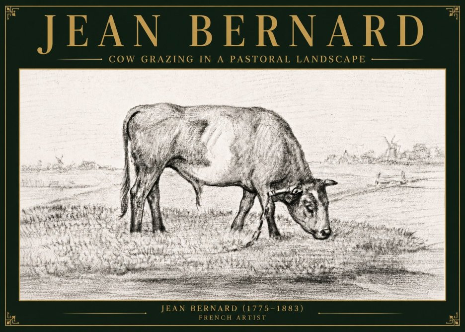 Jean Bernard Cow Grazing in a Pastoral Landscape No6 - Poszter