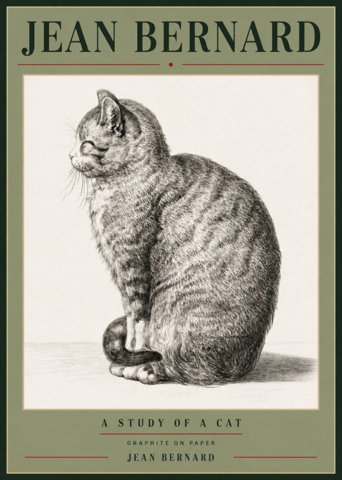 Jean Bernard Cat in Profile No6 - Poszter