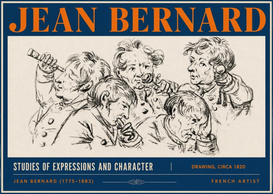 Jean Bernard Studies of Expressions and Character No3 - Poszter