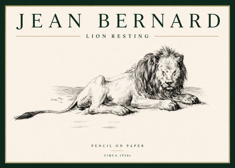 Jean Bernard Lion Resting No4 - Poszter