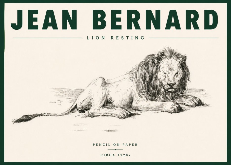 Jean Bernard Lion Resting No6 - Poszter