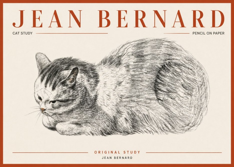 Jean Bernard Cat Study X No5 - Poszter