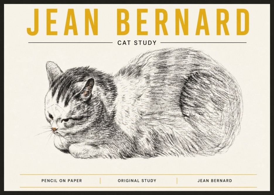 Jean Bernard Cat Study X No6 - Poszter