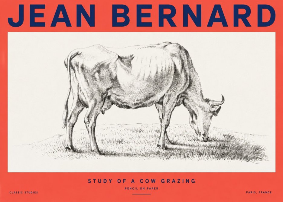 Jean Bernard Study of a Cow Grazing II No2 - Poszter