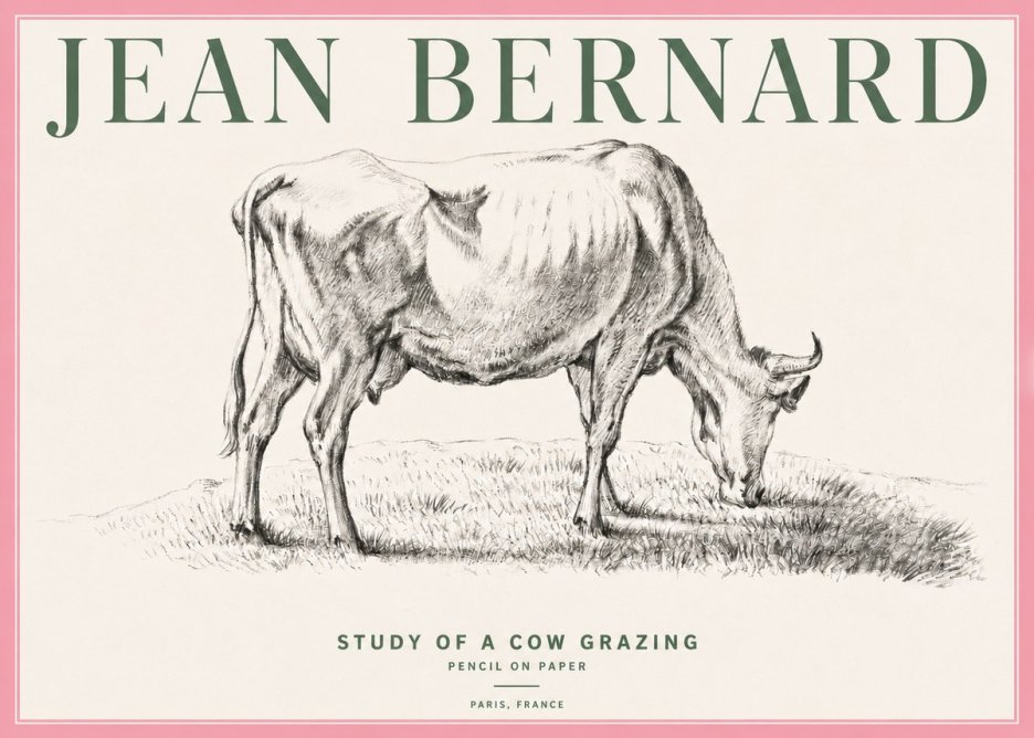 Jean Bernard Study of a Cow Grazing II No4 - Poszter