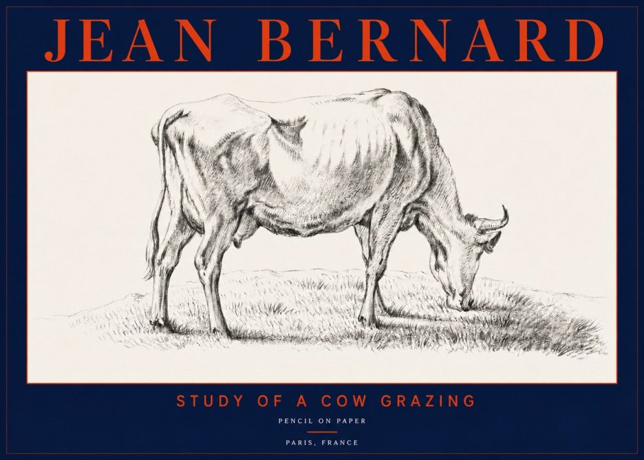 Jean Bernard Study of a Cow Grazing II No5 - Poszter