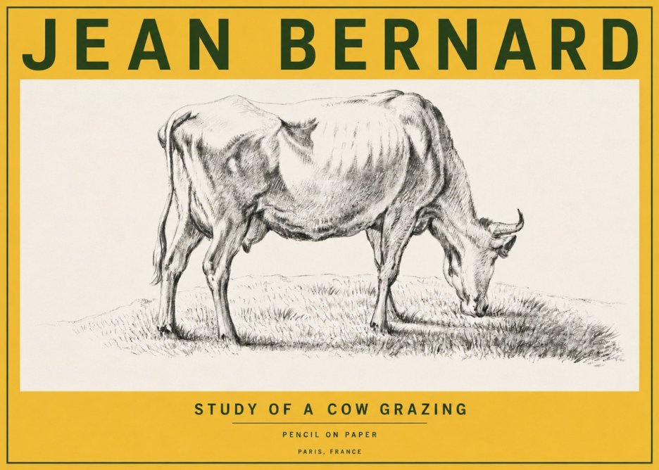 Jean Bernard Study of a Cow Grazing II No6 - Poszter
