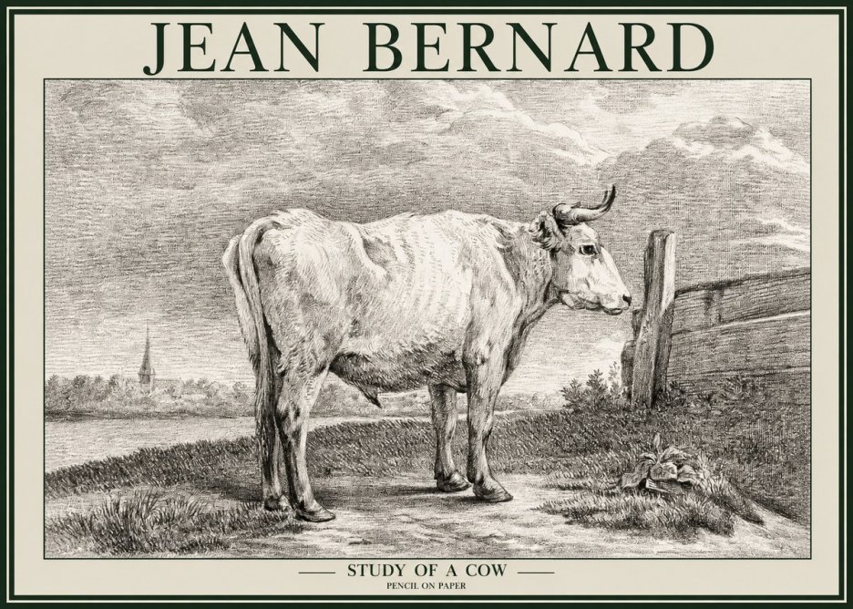 Jean Bernard Study of a Cow XV No2 - Poszter