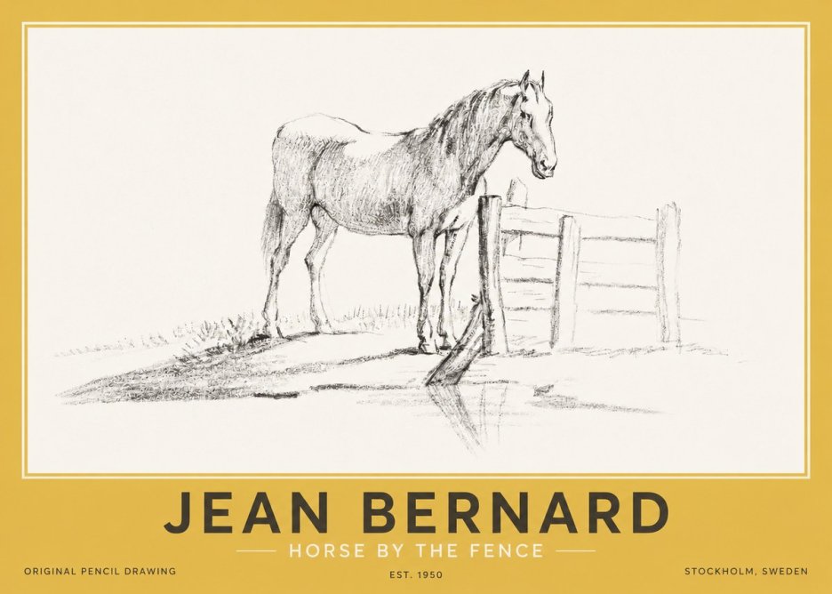 Jean Bernard Horse by the Fence No2 - Poszter